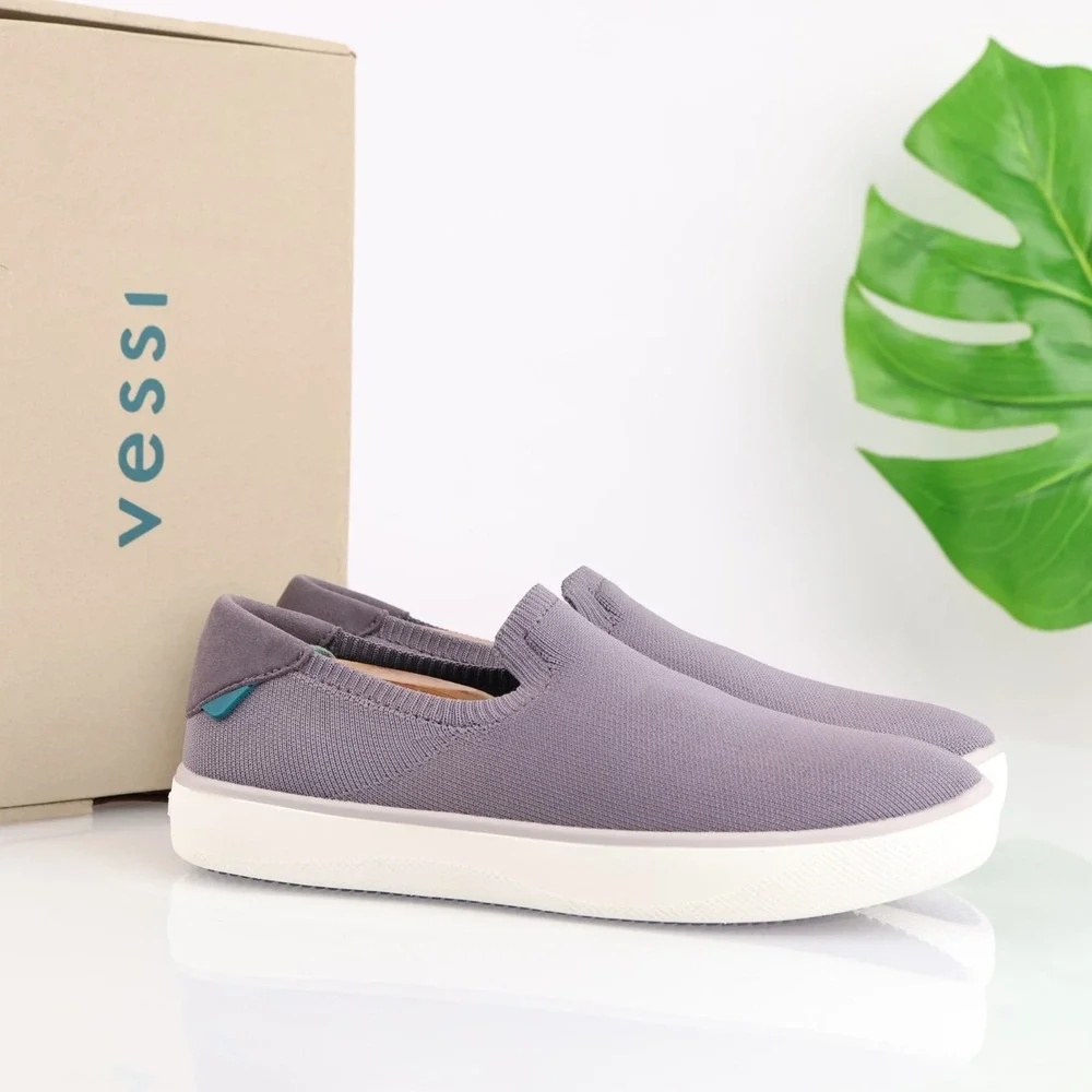 Vessi Womens Boardwalk Slip-On Sneakers Size 7 Waterproof Gray Granite Flat Shoe
